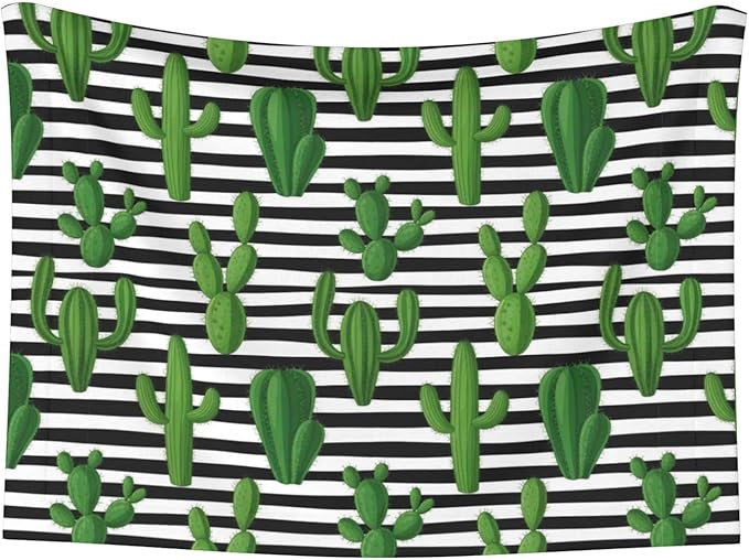 Pet Blanket for Travel and Home, Cactus and Stripes, Reversible Plush Dot Design with Soft Grip Texture on One Side Perfect for Car Seats Moving Vehicles