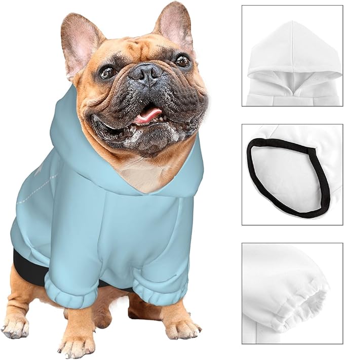 Personalized Dog Hoodie, Custom Dog Costumes for Small Dogs, Holiday Happy Dog Clothes Football Pet Shirt Sweater with Name Number for Girl/Boy Cats/Kitten, LightBlue, XS