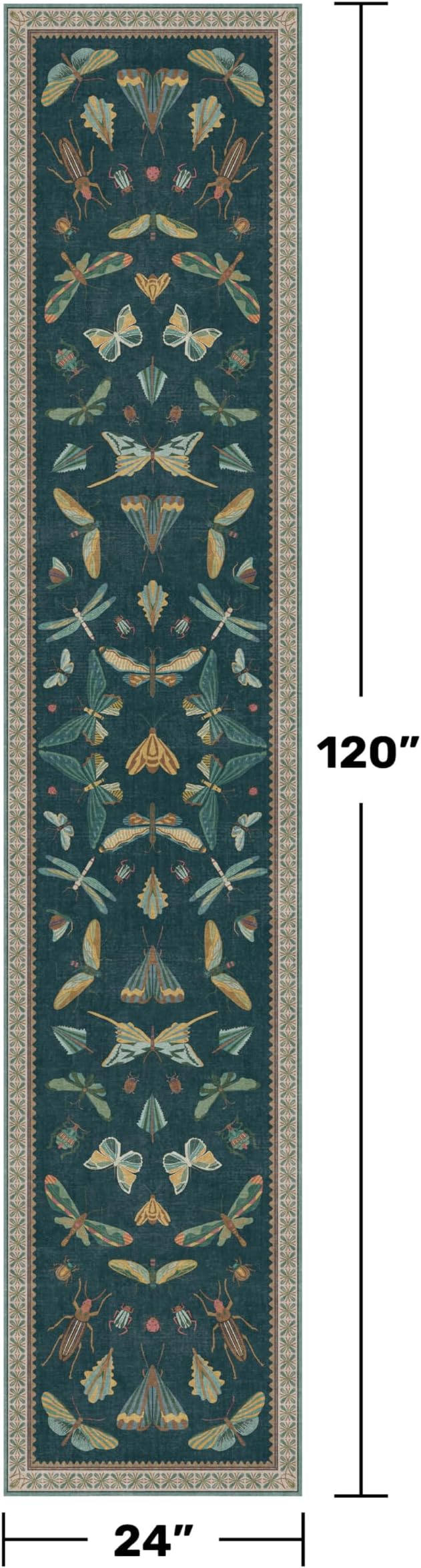 Hazo Haus 2x10 Hallway Runner Rug, Washable Foldable Green Boho Carpet