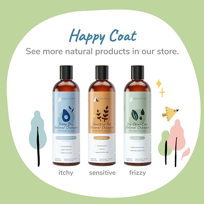 kin+kind Cat & Dog Conditioner with Shea Butter All-Natural Formula with Betaine & Aloe Moisturize & Restore Coat for Dogs and Cats Shed Defender & Coat Defense Pet Defender S 12 fl oz Made in USA