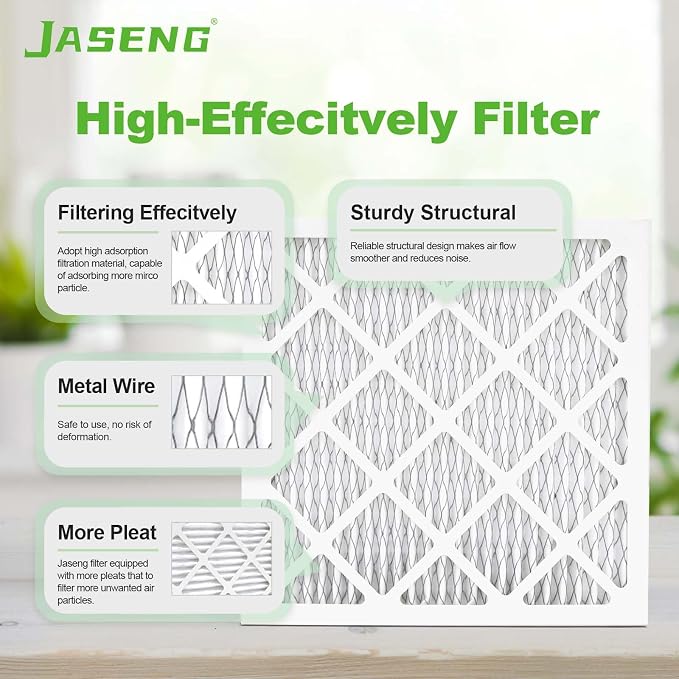 12x12x1 AC Furnace Air Filters, MERV 8 Dust Defense, JASENG MPR 600 Pleated