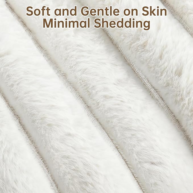 Donut Dog and Cat Bed, Luxurious Comfortable Faux Rabbit Fur Pet Beds, Soft Anti-Anxiety Calming Puppy Kitten Bed with Anti-Slip Bottom for Small Medium Dogs & Cats(23", White)