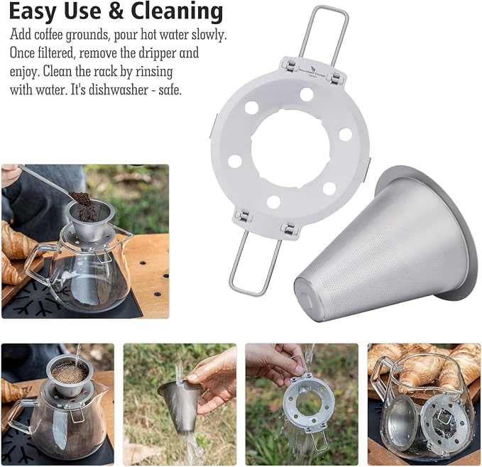 iBasingo Titanium Coffee Filter Pour Over Coffee Dripper