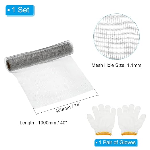 PATIKIL 40" L x 16" W Woven Wire Mesh, 20 Mesh 304 Stainless Steel Air Vent