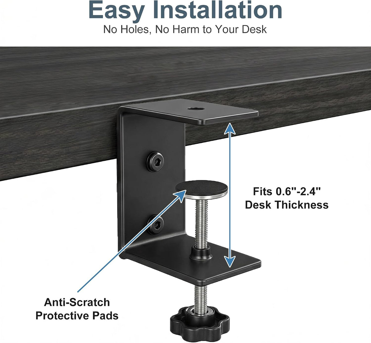 Desk Extender Tray, 24" x 12" Clamp On Desk Extension Shelf with Drawer
