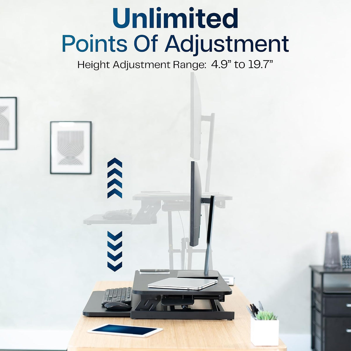 VIVO 32 in Standing Desk Riser, Height Adjustable Workstation