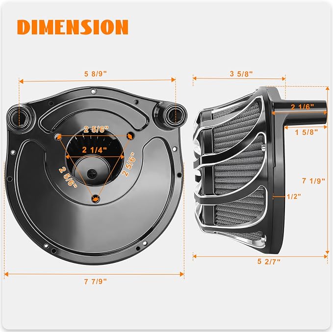 High Flow Air Cleaner Intake Filter System Kit Air Filters Cover Drift Style