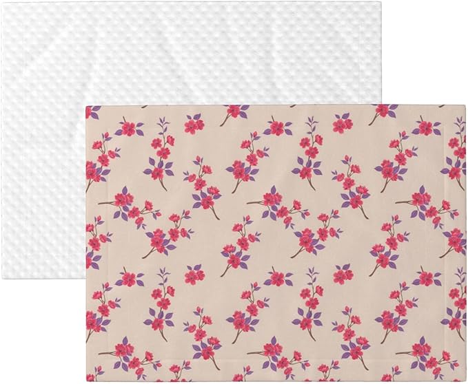 Reversible Plush Dot Pet Blanket for Dogs and Cats, Cherry Flower Seamless Flowers Pattern, Ultra Soft Two Sided Design with Warm Fuzzy Side and Smooth Side for Comfort