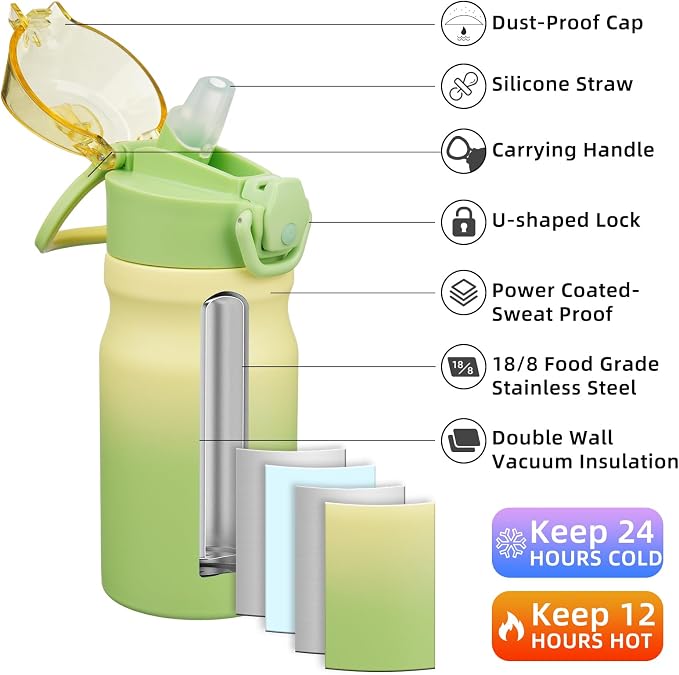 BJPKPK 14 oz Insulated Water Bottle, Stainless Steel Flask | Leak Proof Locking