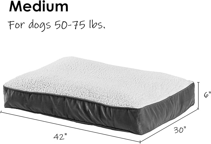 South Pine Porch Buddy Reversible Rectangle Pillow Style Microfiber and Sherpa Dog Bed with Removable, Machine-Washable Cover, Latte Sherpa, Medium (42 in. x 30 in.)