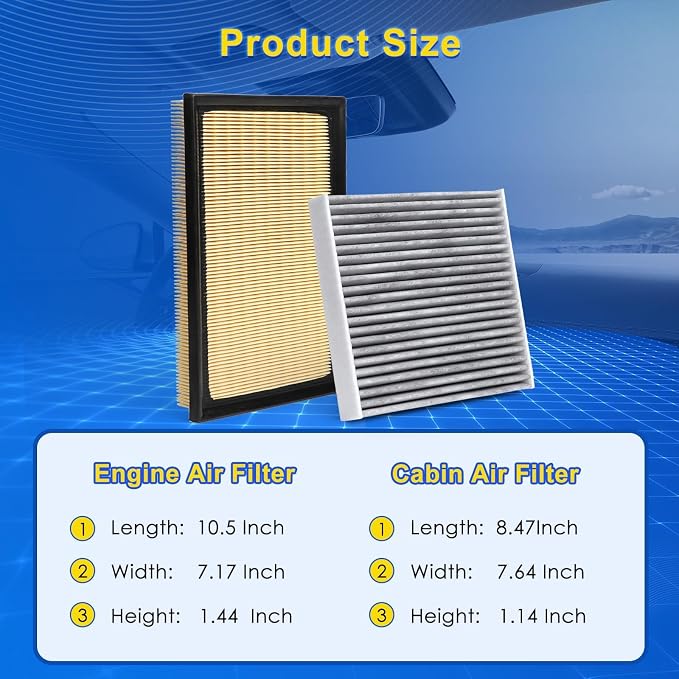 Cabin & Engine Air Filter Kit for 2013-2018 Rav4 2.5L