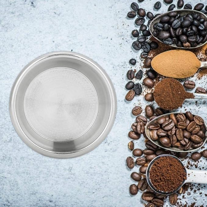 Fdit 58mm Stainless Steel Coffee Filter Basket Single Layer Double Doses Filter
