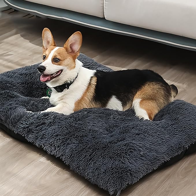 Dog Crate Mat, Dog Bed for Large Dogs, Comfy Fluffy Kennel Pad Anti-Slip for Dog beds & Furniture, Quilted Dog Bed for Pets for Medium/Small Dogs Cats (Color : Red, Size : 36x25)
