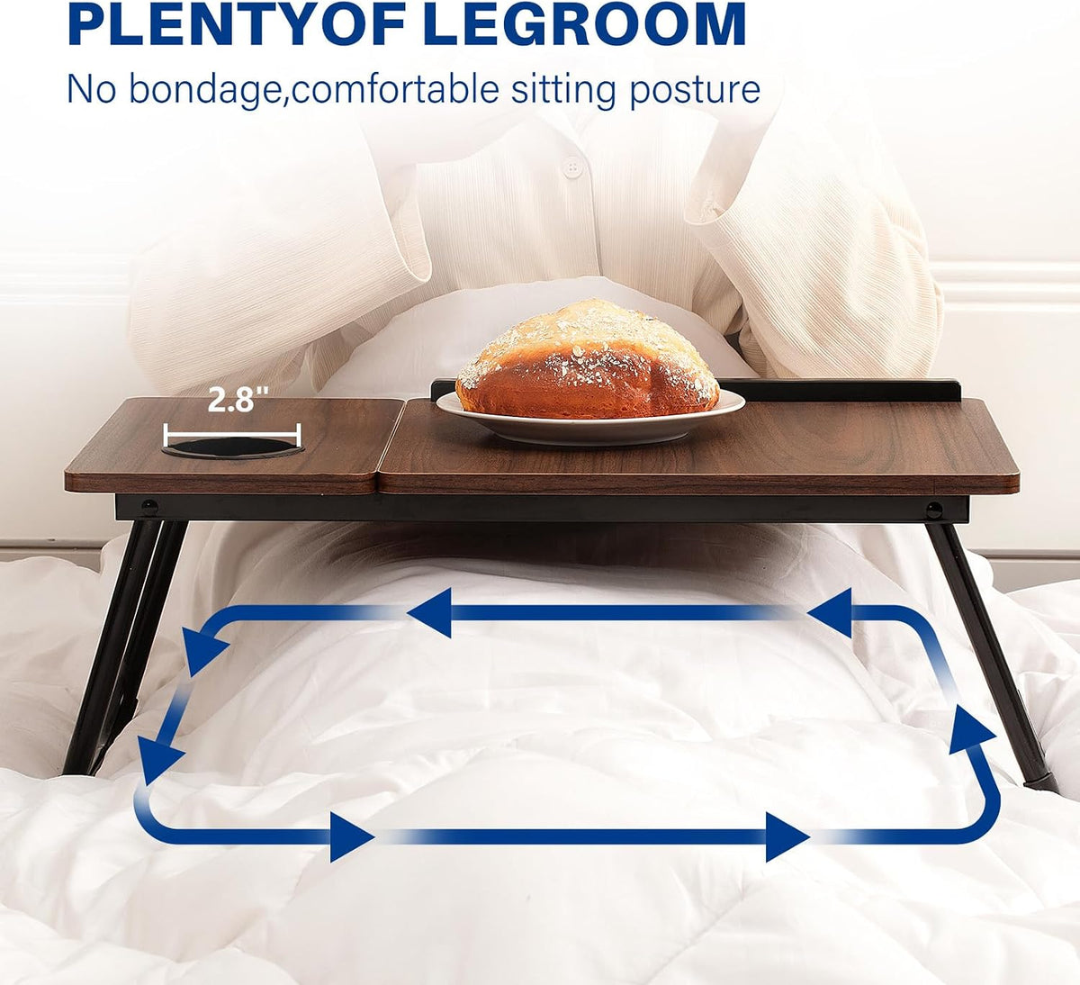 Laptop Desk for Bed Couch, Adjustable Foldable Bed Table with Cup Holder
