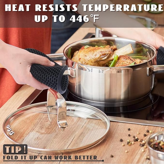 4 Pack Silicone Trivet Mats, 8.7 Inch Flexible Heat Resistant Silicone Hot Pads
