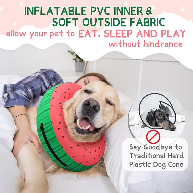 Supet Inflatable Dog Cone Alternative After Surgery - Neck Donut Recovery E-Collar for Neuter - Soft Cone for Small Medium Large Dogs