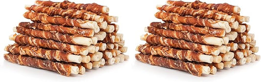 MON2SUN 5 Inch Duck Wrapped Rawhide Dog Treats for Puppy and Small Dogs, Promotes Dental Health, Healthy Snacks 14.11 oz (Pack of 2)