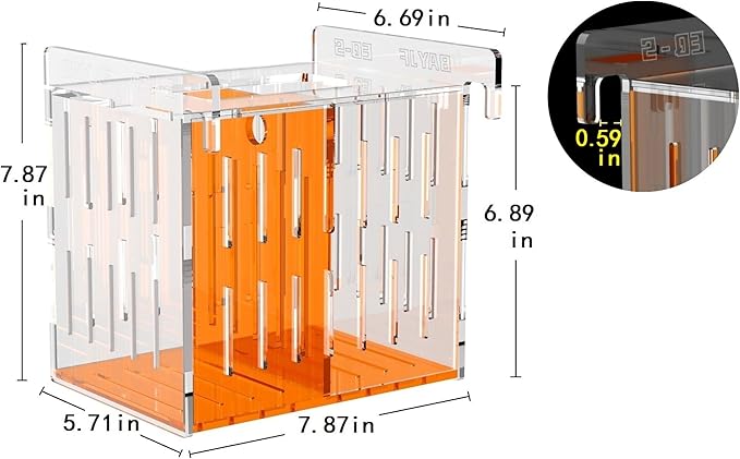 Fish Breeder Isolation Box for Aquarium Tank,Transparent Orange Acrylic Fish Acclimation Box for Clownfish Guppy Betta Coral (S)