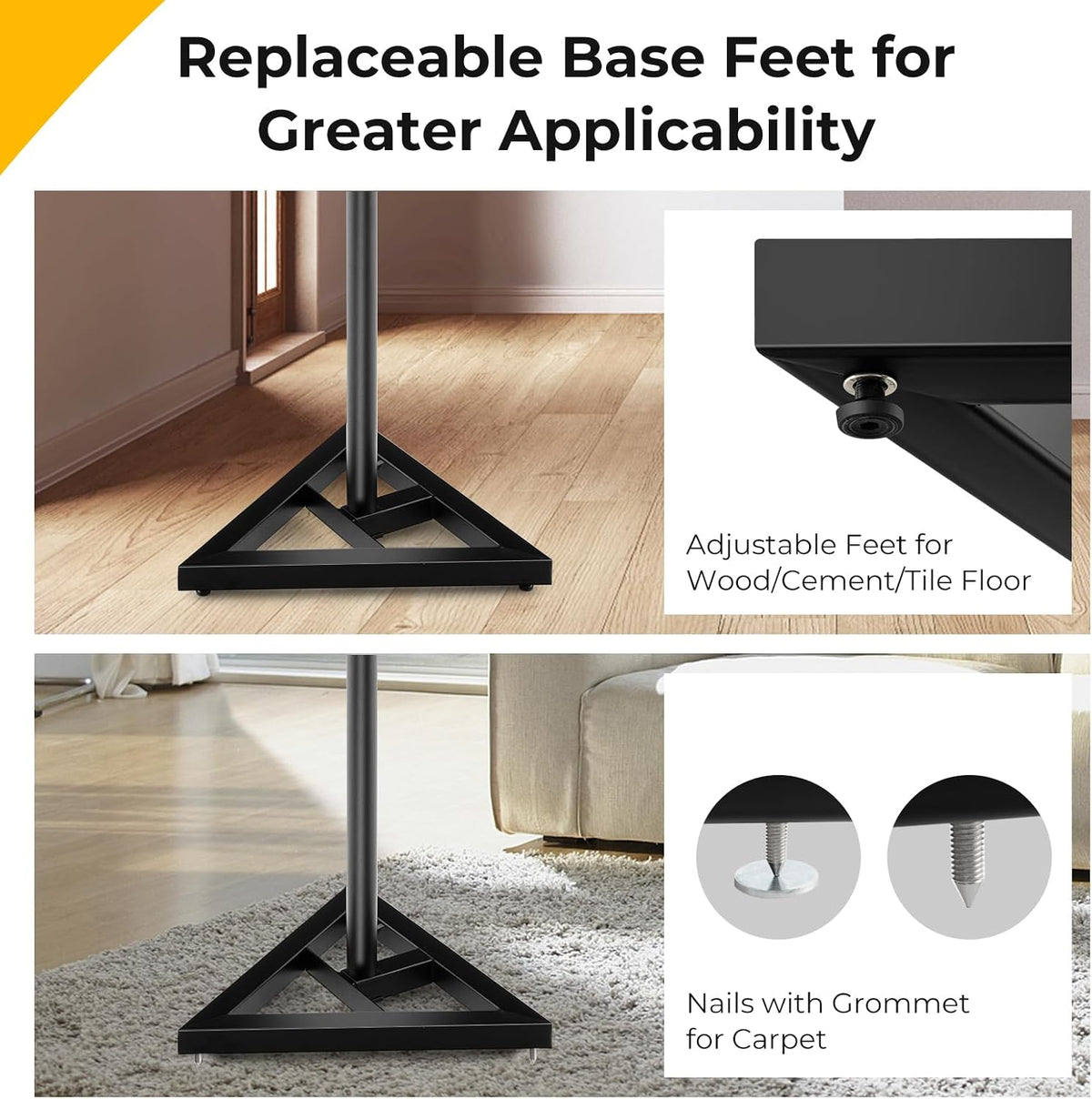 S AFSTAR Speaker Stands Pair, Height Adjustable Floor Speaker Stands with Cable Management, Surround Sound Speaker Stand for Bookshelf Speakers, Universal Studio Monitor Stands for Home & Office