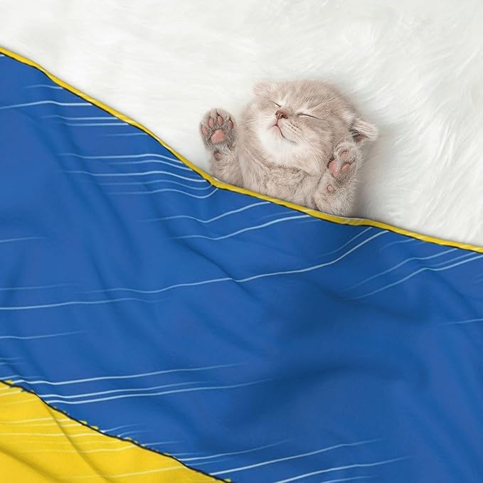 Double Sided Pet Throw for Dogs Who Shed, Abstract Ukraine Flag, Reversible Blanket with Nubby Dot Side Catches Loose Fur for Easier Furniture Cleanup