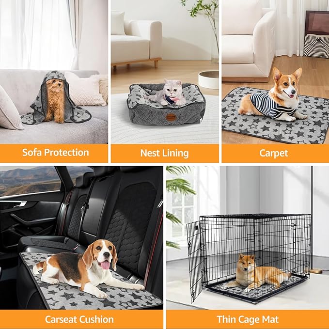 Nobleza Waterproof Dog Cat Blanket Set - 3PCS Warm Soft Pet Bedding for Sofa, Indoor Sleep, Furniture Protector, Outdoor Car - Puppy Winter Reversible Sherpa Fleece for Large Medium Small Pets