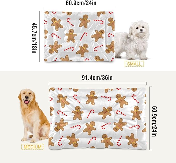 Pet Bed Christmas Cookie Gingerbread Man Dog Bed Mat Absorbing Non Slip Pad Pet Sleeping Mat for Small, Medium, and Large Dogs Puppy Cat 36 in x 24 in