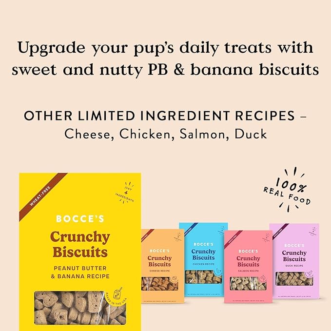 Bocce's Bakery PB & Banana Recipe Dog Treat Bundle – All-Natural, Wheat-Free Biscuits Made with Real Ingredients and Baked in The USA – 14oz Box (2 Pack Bundle)