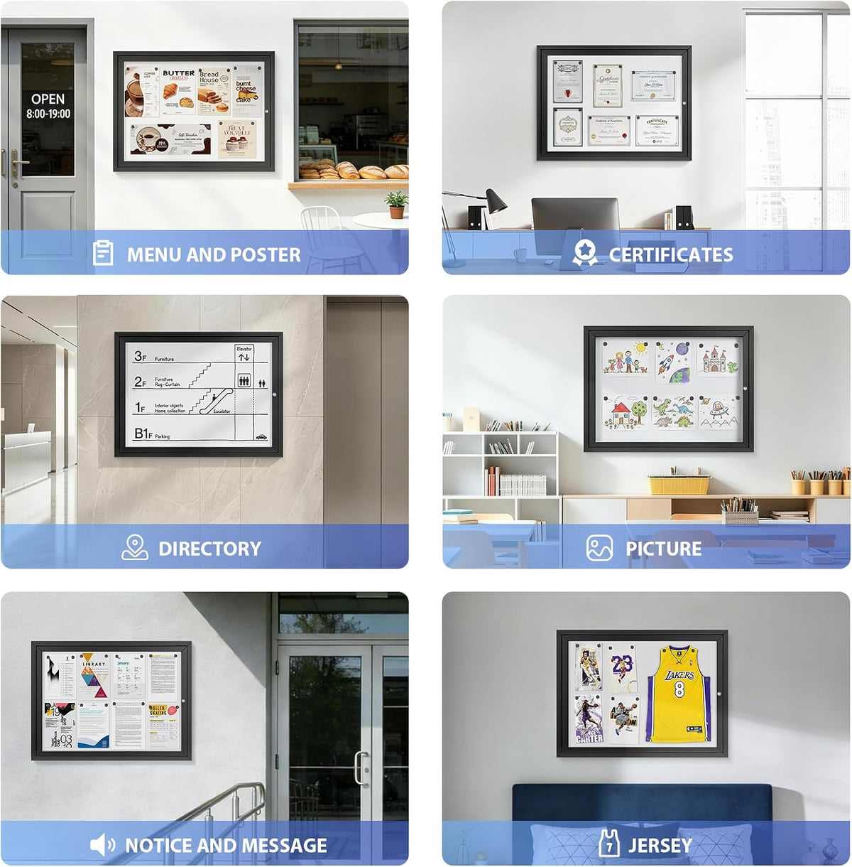 SWANCROWN 37x28 in Outdoor Bulletin Board, Enclosed Whiteboard, Black Frame