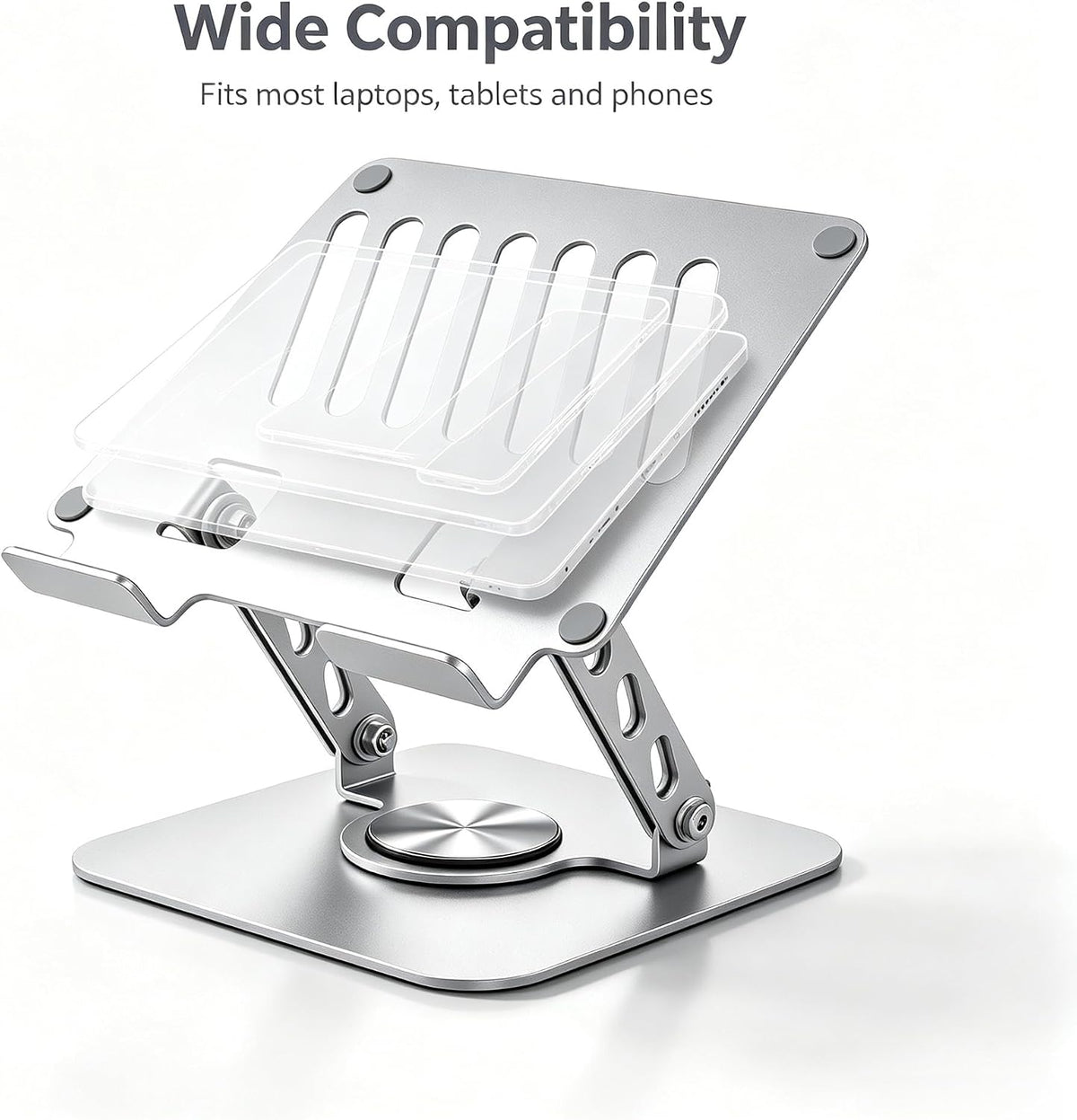 Laptop Stand with 360° Rotating Heavy Base, Foldable Adjustable