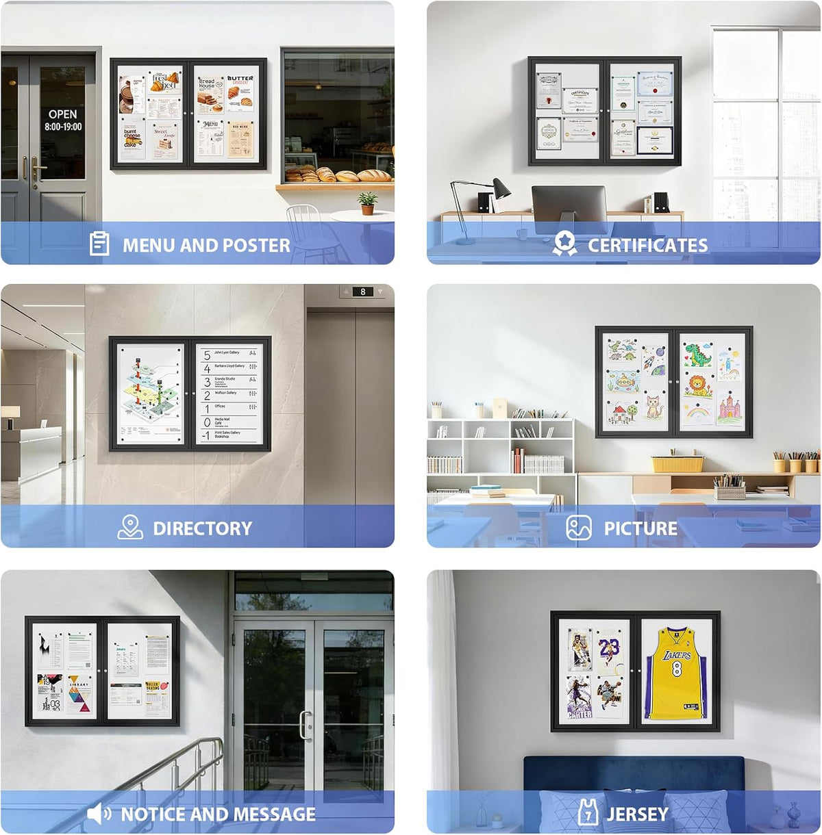 SWANCROWN 48x34 in Outdoor Bulletin Board, Enclosed Whiteboard, Black Frame