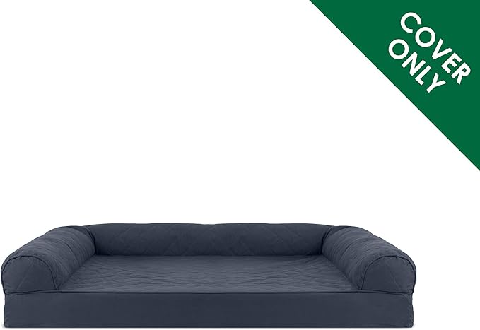Furhaven Replacement Dog Bed Cover Quilted Sofa-Style, Machine Washable - Iron Gray, Medium (Pack of 2)