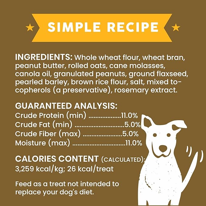 Cloud Star Wag More Bark Less Oats & Grains Crunchy Dog Treats, Peanut Butter, 16 oz. Box