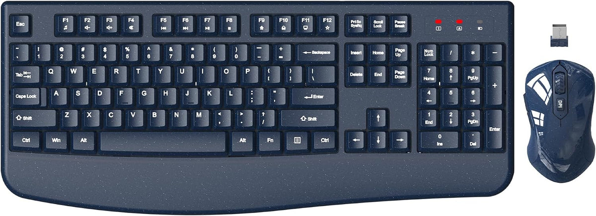 EDJO Wireless Keyboard and Mouse Combo, USB Plug & Play (Galaxy Blue)