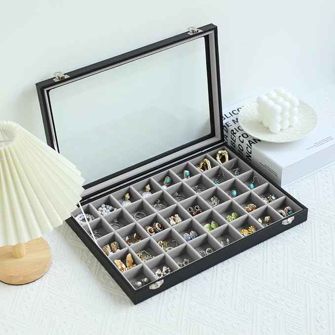 Stratalife Jewelry Organizer 40 Grid Gray Black Jewelry Tray