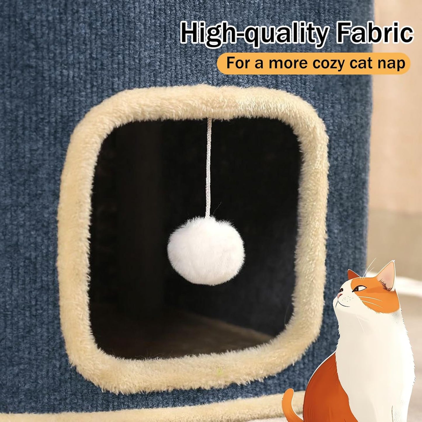 Cat House for Indoor, Multi-Level Cat Condo Foldable Cave Bed (3-Level)
