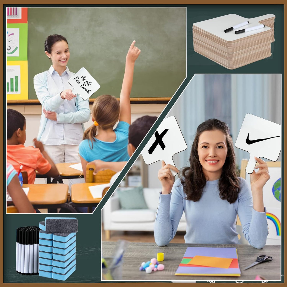 Jutom 64 Pcs / 32 Pack Small 2-Sided Dry Erase Boards, Square