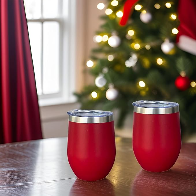 CHILLOUT LIFE 12 oz Stainless Steel Wine Tumblers 2 Pack