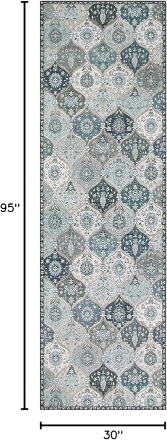 Lahome Moroccan Washable Runner Rug, Oriental Non-Slip Hallway Rug Carpet