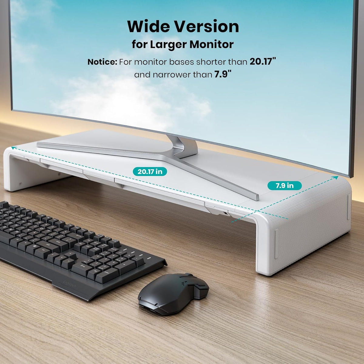 Monitor Stand Riser, Klearlook Foldable Computer Monitor Riser, Height Adjustable Computer Stand, Desk Shelf Riser with Storage Drawer & Tablet Phone Stand for Computer, Desktop, Laptop (White 2 Pack)