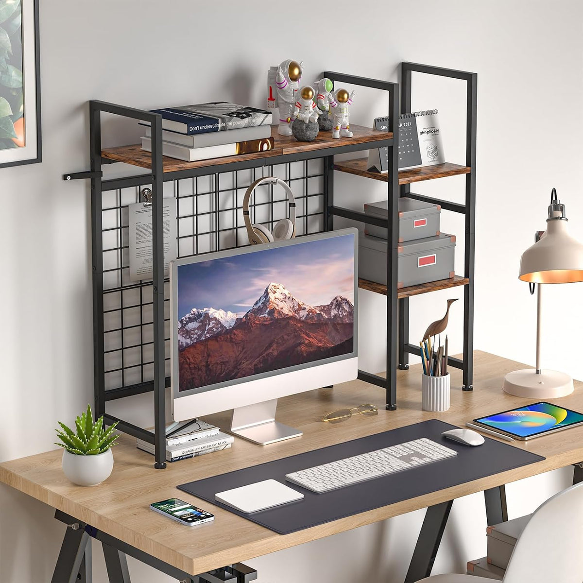 Desk Hutch Dorm, 37.4" Computer Desktop Bookcase