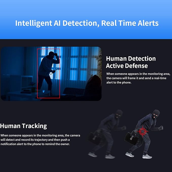 Yinhing 3MP Dual Lens Indoor Security Camera, AI Human Detection Auto Tracking 2.4GHz WiFi Pet Camera with Two Way Audio Color Night, for Home Baby Monitoring (US Plug)