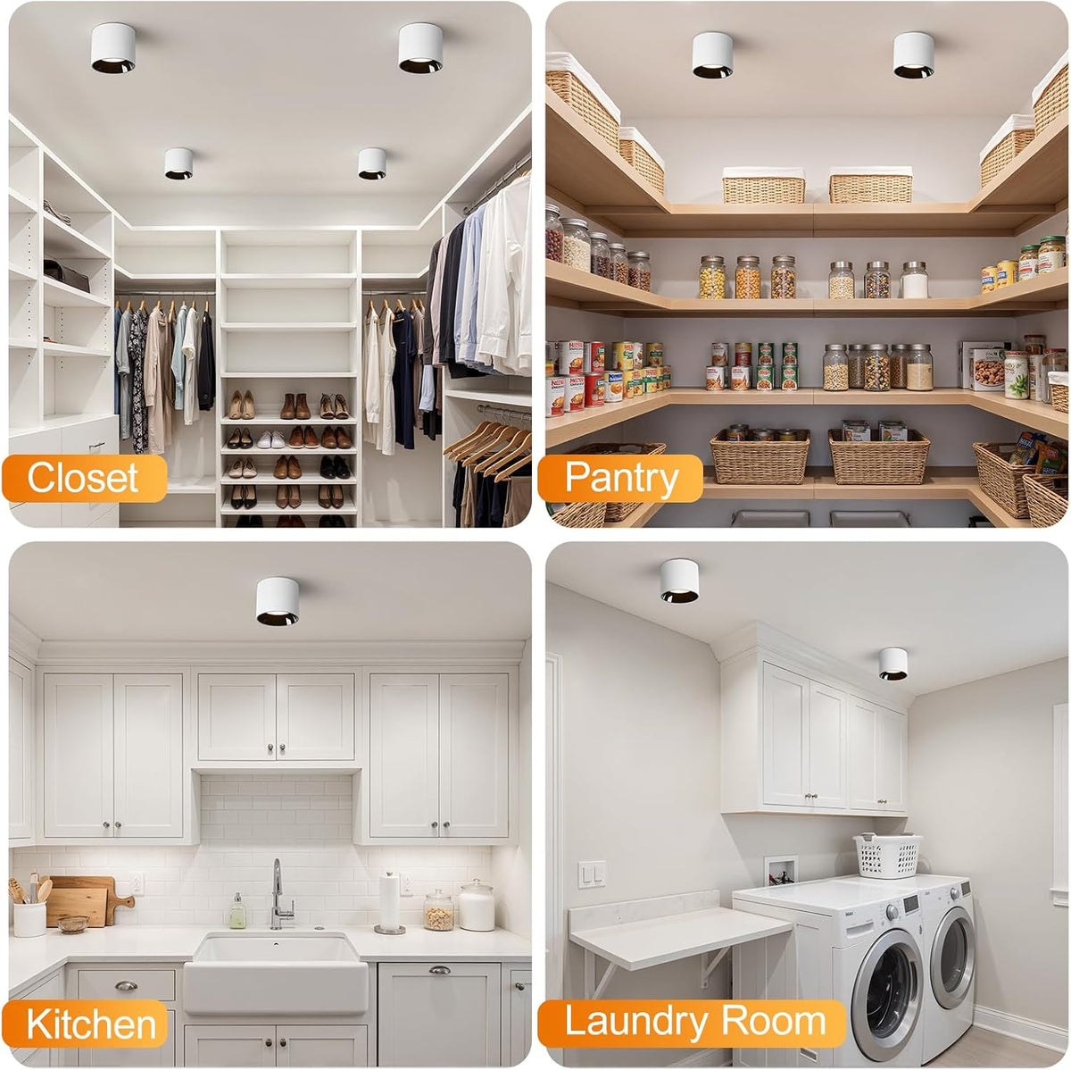Flush Mount Ceiling Light Fixture, 3 Pack LED White Cylinder Lights