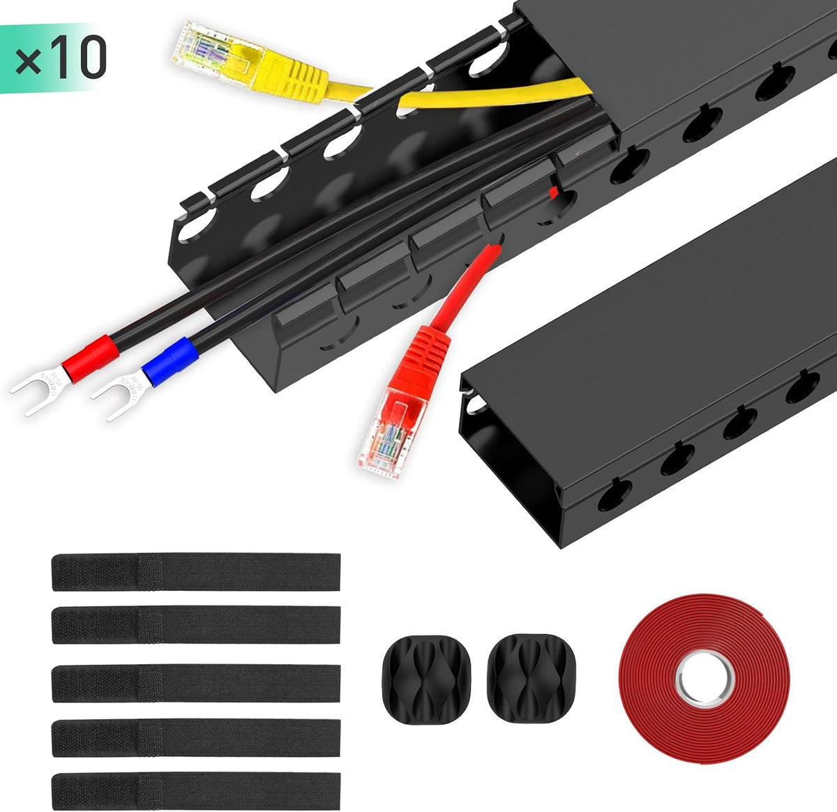 ENONCI Cable Raceway 154in Wire Covers Under Desk Cable Management 10-Pack