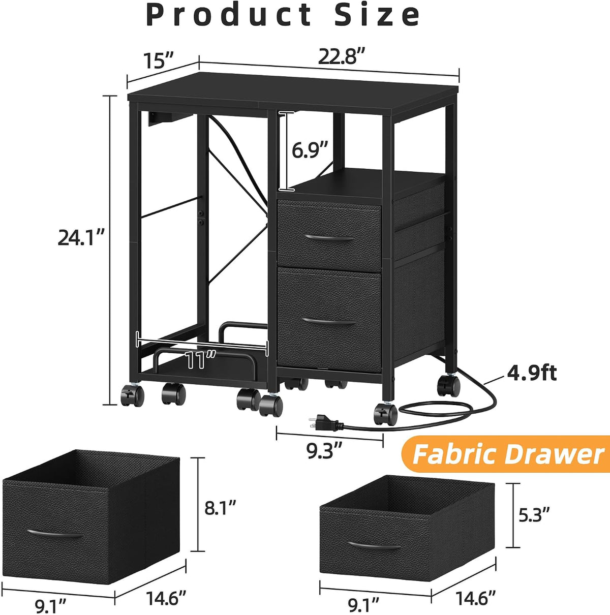 YAOHUOO Printer Stand with Power Outlet/Drawers, Printer and Shredder Stand