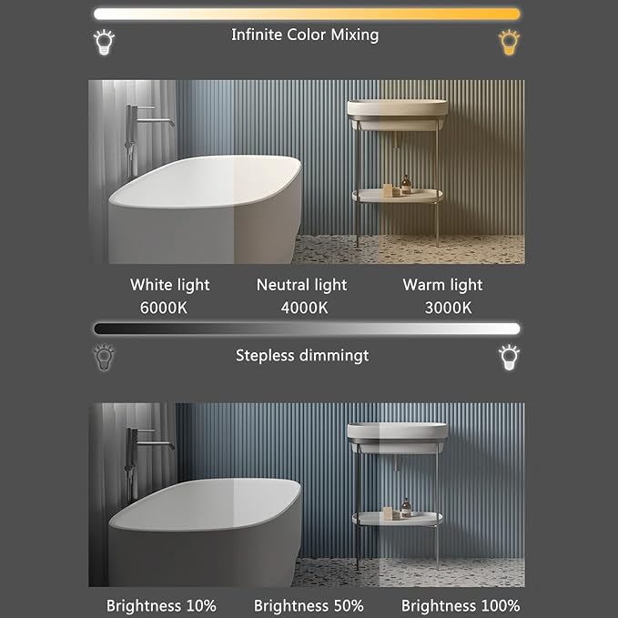 Bathroom Mirror with LED Lights, Wall Mounted Bathroom Mirrors, Bathroom
