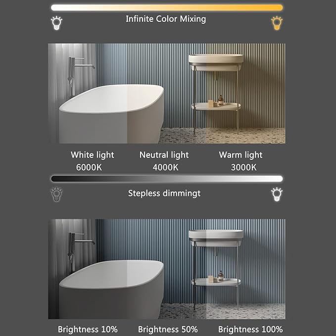 Bathroom Mirror with LED Lights, Wall Mounted Bathroom Mirrors, Bathroom