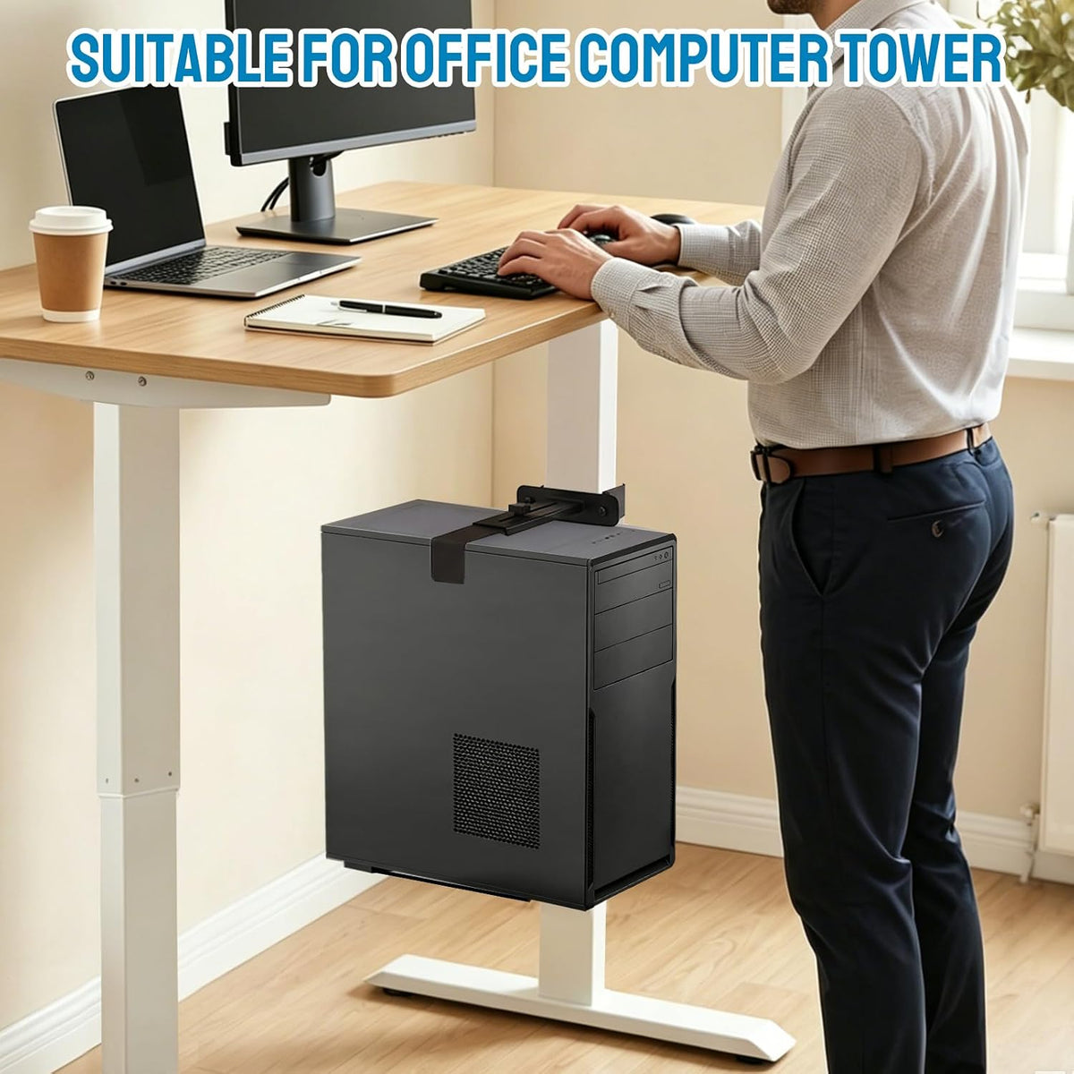 Under Desk PC Mount, Clamp-on Computer Tower Case Holder, 50Lbs Loads