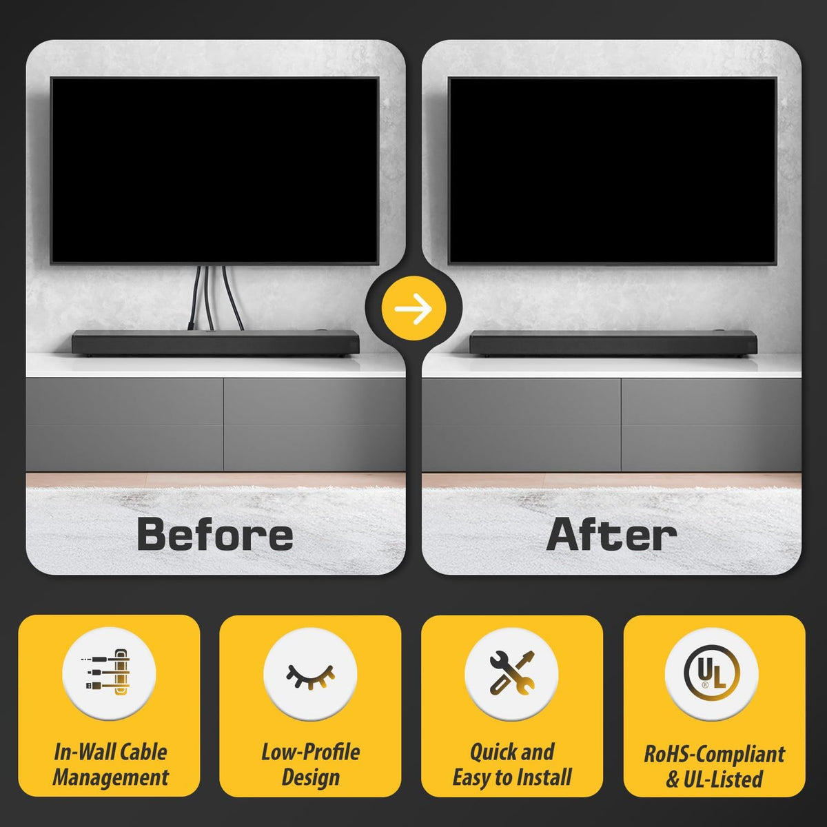 DataComm Electronics Recessed Pro-Power Kit, in-Wall Cable Management