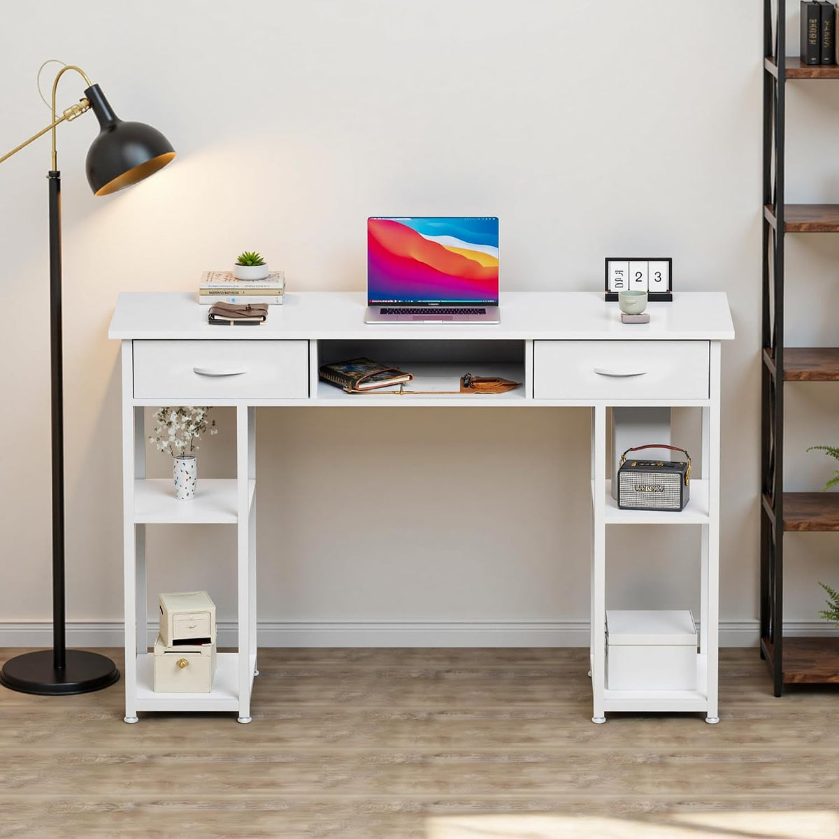OLIXIS 48 Inch Computer Desk with Drawers for Home Study Writing Table
