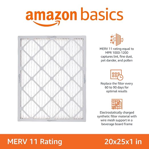 Amazon Basics 20x25x1 Air Filter 6 Pack, MERV 11 AC Furnace Filters